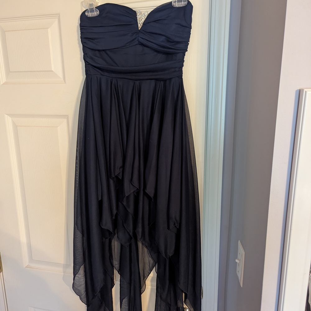 Homecoming Blue Asymmetrical High-Low Gown